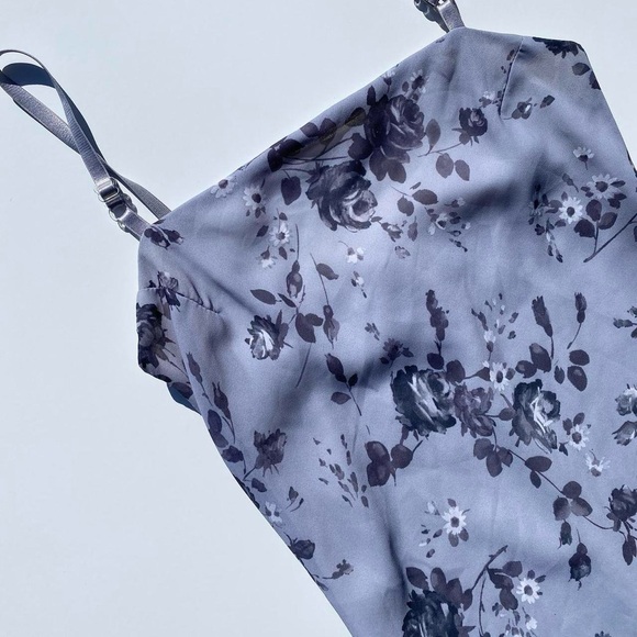 Vintage Rũby grey floral print sheer strap dress Women's size Small - Picture 4 of 7